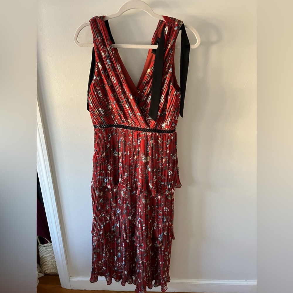 Lulu’s Such Sophistication Rust Red Floral Print Pleated Maxi Dress